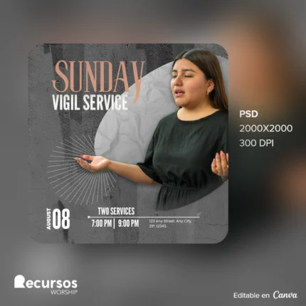 Prayer Vigil Template | Modern Dark 1:1 Canva — mockup, 1:1
