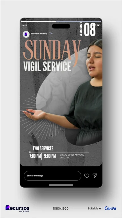 Church Announcement Design | Dark Esthetique Vertical Photoshop — mockup, 9:16