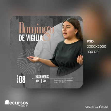 Modelo para Vigília de Oração | Estilo Moderno Escuro 1:1 Canva — mockup, 1:1