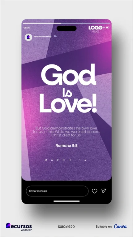 Church Stories Design | Modern Purple Vertical Photoshop — mockup, 9:16