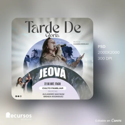 Modelo de Design para avisos de Igreja | Estilo Moderno e Vibrante 1:1 Canva — mockup, 1:1