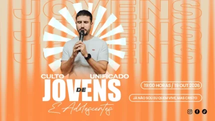 Fundo de Tela para avisos de Igreja | Temática Laranja 16:9 PSD — miniatura, 16:9