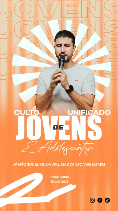Design Editável para Ministério de Jovens | Estilo Laranja Vertical Photoshop — miniatura, 9:16
