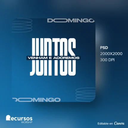Modelo para Eventos de Adoração | Design Azul Moderno 1:1 Canva — mockup, 1:1