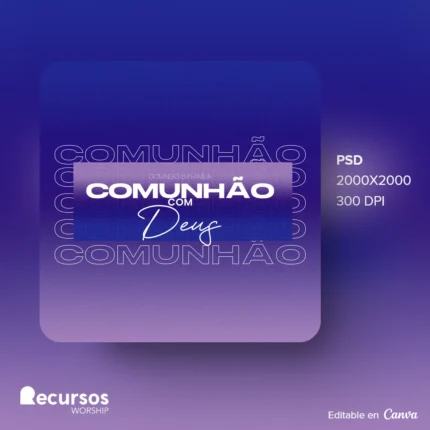 Modelo para avisos de Igreja | Degradê Roxo Yeshua 1:1 Canva — mockup, 1:1
