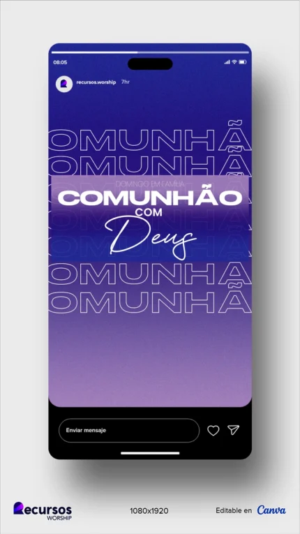 Design para Stories de Ministério | Estilo Roxo Moderno Vertical Photoshop — mockup, 9:16