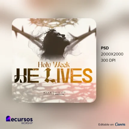Holy Week Event Template for Church | Warm Modern Style 1:1 Canva — mockup, 1:1