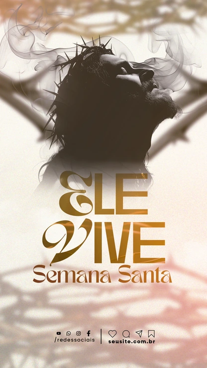 Design de Convite para Semana Santa | Estilo Elegante Vertical Photoshop — miniatura, 9:16