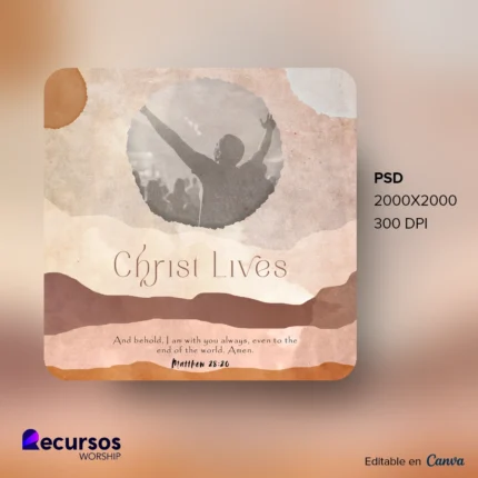 Worship Quote Template | Resurrection in Warm Tones 1:1 Canva — mockup, 1:1