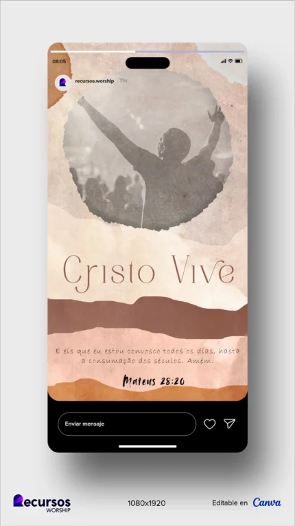Design para Stories de Igreja | Ressurreição em tons quentes Vertical Canva — mockup, 9:16