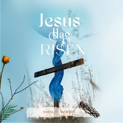 Church Announcements Template | Resurrection Cross 1:1 Canva — thumbnail, 1:1