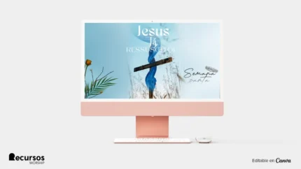 Fundo para Projetores de Igreja | Cruz da Ressurreição 16:9 PSD — mockup, 16:9