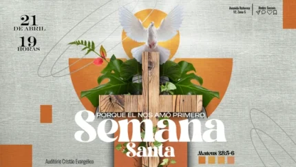 Fundo para Projetor de Semana Santa | Design Floral e Cruz 16:9 PSD — miniatura, 16:9