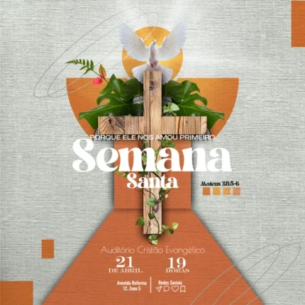 Modelo para Evento Cristão de Semana Santa para Igreja | Estilo Botânico 1:1 Canva — miniatura, 1:1