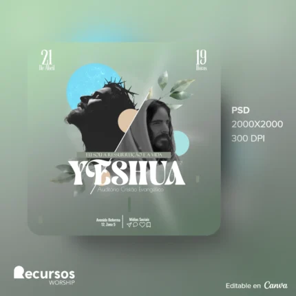 Modelo de Semana Santa para a Ressurreição de Jesus | Design Sóbrio 1:1 Canva — mockup, 1:1