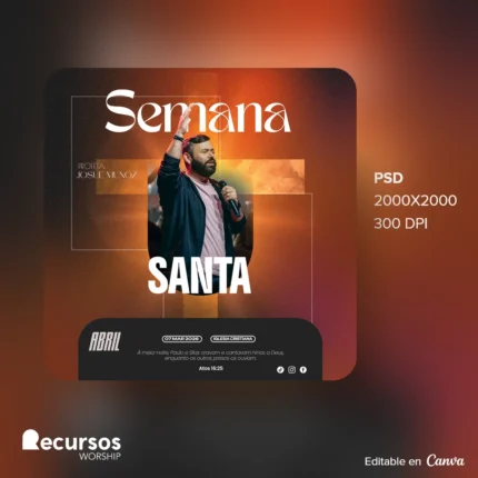 Modelo para Eventos de Semana Santa | Design Elegante 1:1 Canva — mockup, 1:1