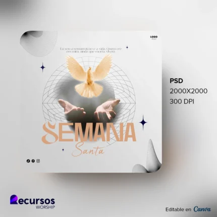 Modelo de Semana Santa | Design com Pomba 1:1 Canva — mockup, 1:1