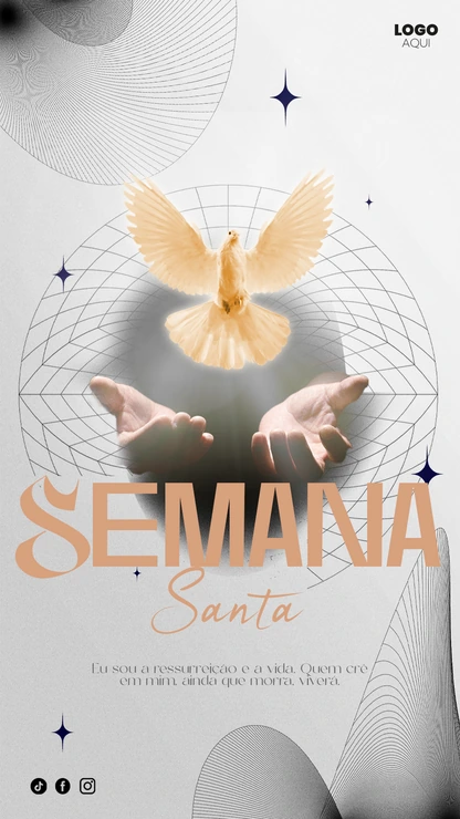 Modelo de Semana Santa com Pomba nas Mãos | Estilo Minimalista Vertical Photoshop — miniatura, 9:16