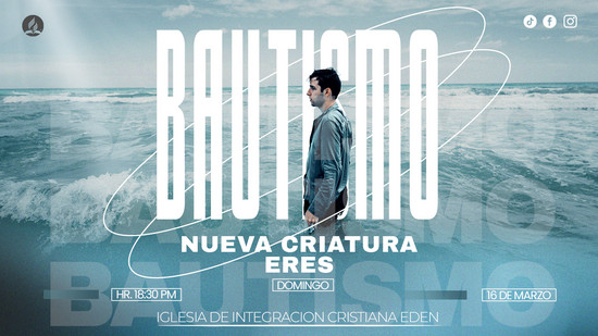 Plantilla horizontal para anuncio de bautismo con elementos estéticos