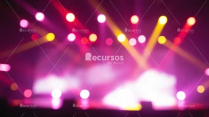 Fondo con destellos de luz blanca sobre un degradado violeta saturado con efectos de bokeh circular y líneas cinéticas.