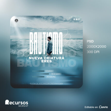 Plantilla de Bautismo Para Iglesias con diseño Moderno Editable
