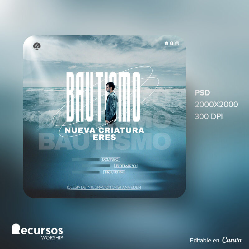 Plantilla de Bautismo Para Iglesias con diseño Moderno Editable