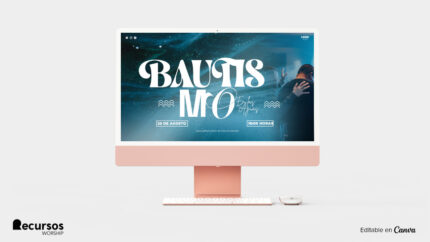 Maqueta electrónica mostrando la adaptabilidad de la invitación de bautizo en dispositivos