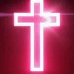 Vista en miniatura del fondo animado de cruz de neón rojo