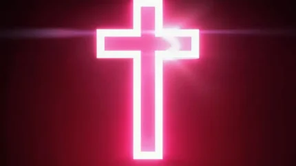 Vista en miniatura del fondo animado de cruz de neón rojo