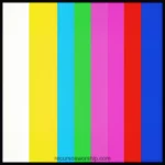 Barras color verticales smpte tv test card blanco amarillo cian verde magenta rojo azul fondo negro cuadrado retro broadcast glitch calibracion analogica vintage textura