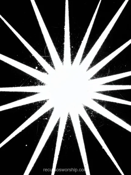 Explosion rayos blancos centro todos bordes fondo negro textura granulada impresion vintage blanco negro alto contraste vertical plano frontal grafico expresivo starburst textura