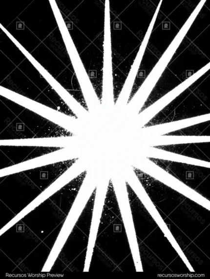 Explosion rayos blancos centro todos bordes fondo negro textura granulada impresion vintage blanco negro alto contraste vertical plano frontal grafico expresivo starburst textura