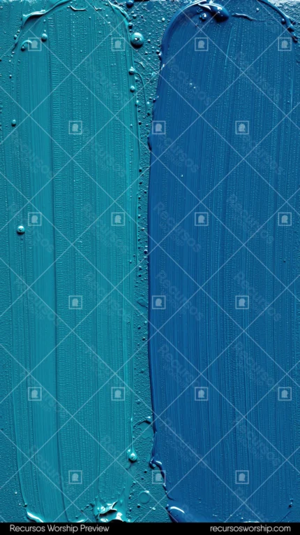 Textura pincelada acrílico espatulado oleo azul turquesa claro azul medio intenso bandas verticales anchas marcas espatula burbujas pintura vertical detalle artistico denso sereno pigmento