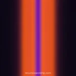 Dos bandas verticales luz espectral naranja roja morada lila bordes difusos fondo negro profundo cuadrado dramatico contraste calido frio espectral textura atmósfera