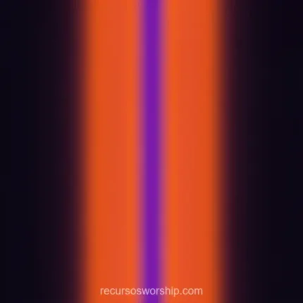 Dos bandas verticales luz espectral naranja roja morada lila bordes difusos fondo negro profundo cuadrado dramatico contraste calido frio espectral textura atmósfera