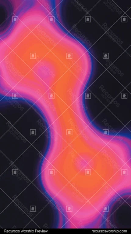 Forma organica sinuosa luz espectral naranja roja gradiente rosa magenta borde azul morado fondo negro profundo lazada espiral vertical abstracto organico plasma cosmico textura