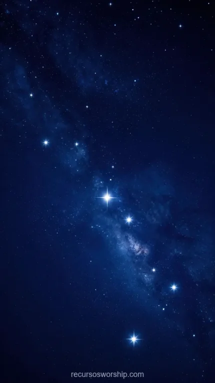 Fotografia via lactea estrellas brillantes grandes diagonal cielo nocturno azul profundo nebulosa difusa vertical contemplativo celestial cosmos espacio profundo textura noche estrellada