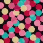 Patron circulos desenfocados bokeh rosa magenta cian verde amarillo rojo fondo negro puntos luz circular distinto tamano superpuestos vertical festivo vibrante confeti celebracion textura