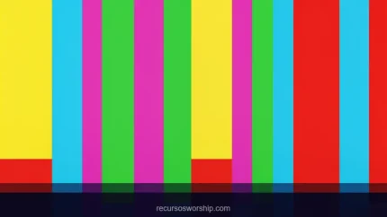 Barras color smpte tv distorsionadas glitch artefactos bandas desplazadas pixeles rotos error senal franja negra inferior amarillo cian verde magenta rojo azul horizontal retro broadcast textura