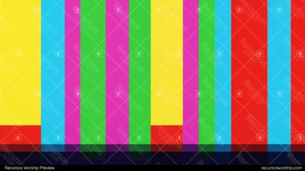 Barras color smpte tv distorsionadas glitch artefactos bandas desplazadas pixeles rotos error senal franja negra inferior amarillo cian verde magenta rojo azul horizontal retro broadcast textura
