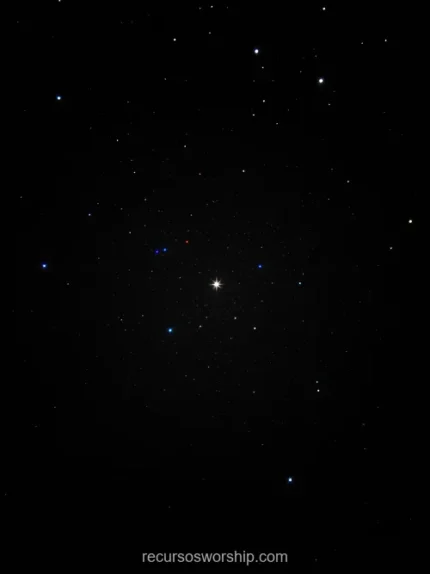 Campo estrellas escaso pocas estrellas dispersas estrella central brillante fondo cielo nocturno negro azul indigo oscuro vertical minimal sereno contemplativo quieto textura