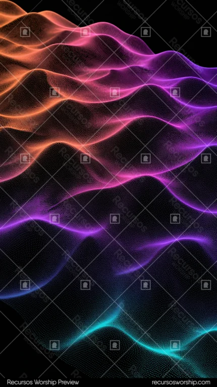 Topografia digital 3d ondas luz naranja rojo morado cian fondo negro oscuro malla datos mapa calor espectral vertical abstracto tecnologico overlay