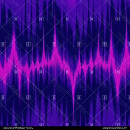 Waveform audio picos afilados rosa magenta brillante fondo azul indigo oscuro efecto glitch topografia trama puntos cuadrado espectral digital overlay