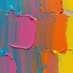 Textura pintura acrilica empastada pinceladas gruesas azul cian rosa magenta naranja amarillo plano detalle vertical tactil artistica festiva colorida overlay