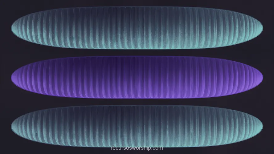 Tres Ovalos Horizontales Estrías Cian Teal Brillante Morado Violeta Fondo Gris Oscuro Simetrico Neon Tres ovalos horizontales estrias acanaladas cian teal brillante morado violeta fondo gris oscuro simetrico horizontal neon flotantes abstracto overlay