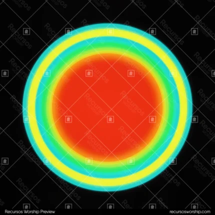 Diana circulo anillos concentricos mapa calor rojo intenso amarillo verde lima cian fondo negro cuadrado thermal cientifico visualizacion temperatura overlay
