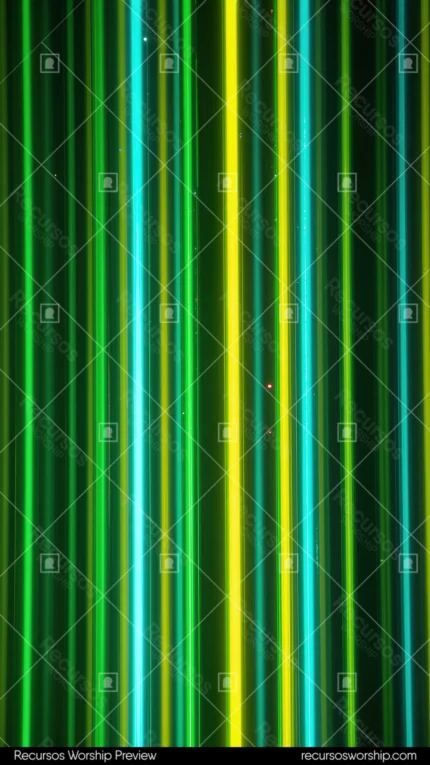 Barras verticales paralelas luz neon verde lima amarillo lima fondo verde oscuro vertical LED alta saturacion vibrante club escenario overlay