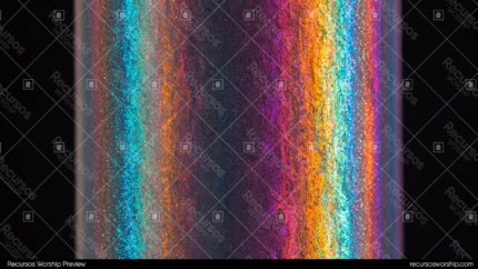 Columna central holografica iridiscente franjas verticales cian naranja morado amarillo fondo negro vertical shimmer espectral overlay lujo moda