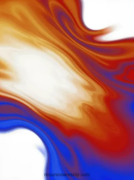 Ondas fluidas marmol liquido naranja rojo blanco acento azul electrico vertical abstracto alta saturacion energetico cálida fria overlay