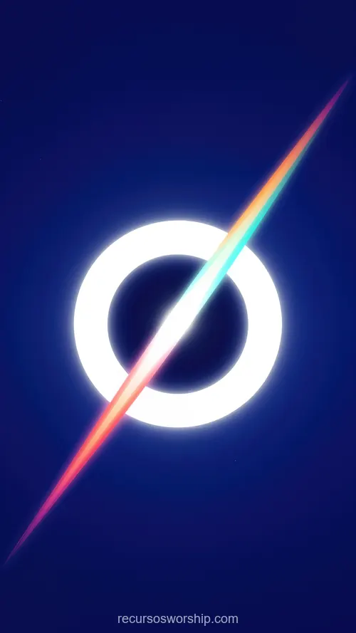 Aro Blanco Luminoso Rayo Espectral Arcoíris Diagonal Fondo Azul Índigo Cuadrado Eclipse Cósmico Aro circular blanco luminoso rayo espectral diagonal arcoiris centro fondo azul indigo intenso cuadrado detalle geometrico luminoso eclipse cosmico portal luz textura diseno